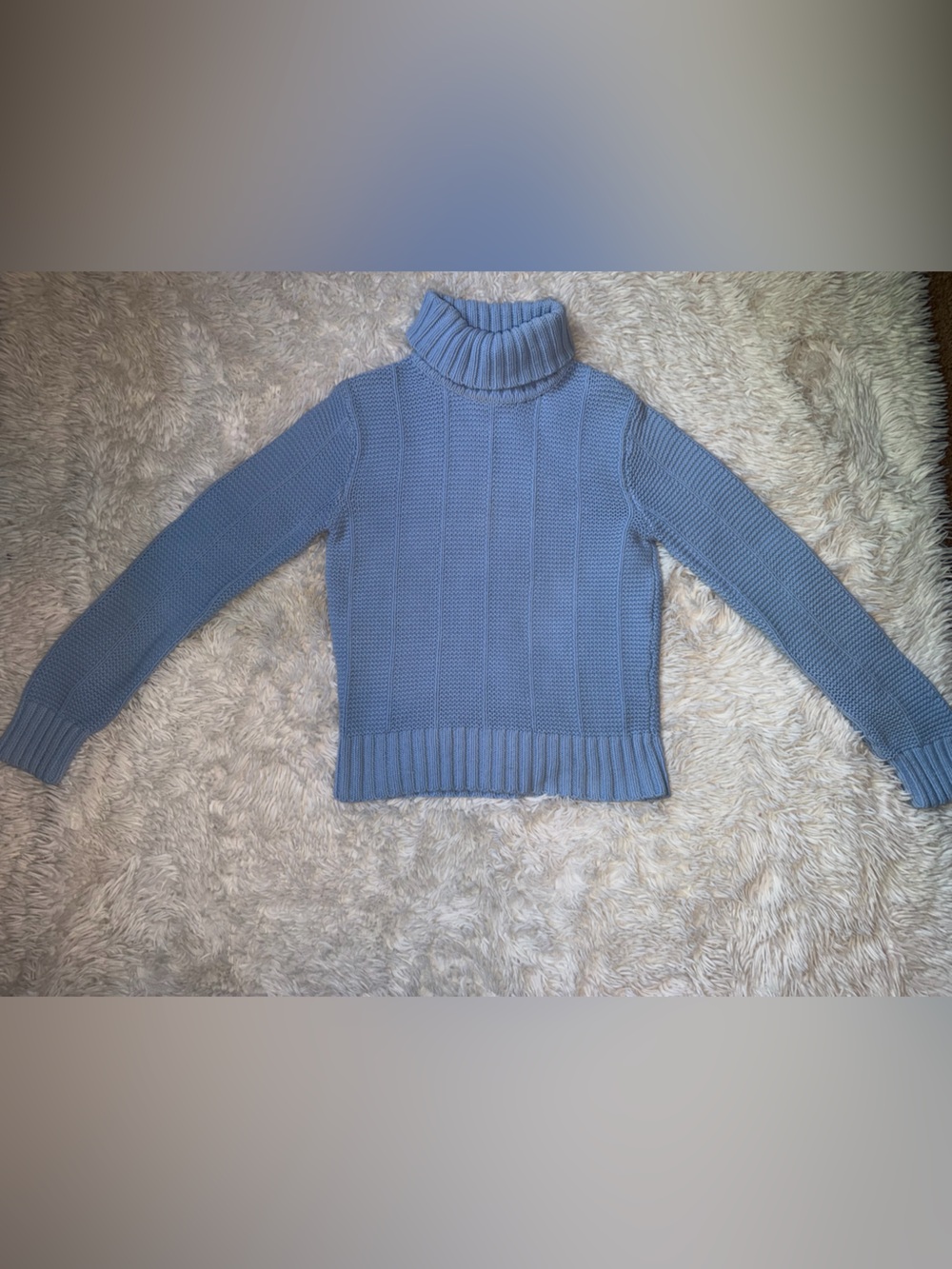 Talbots Light Blue Ribbed Turtleneck Sweater - Picture 2 of 5